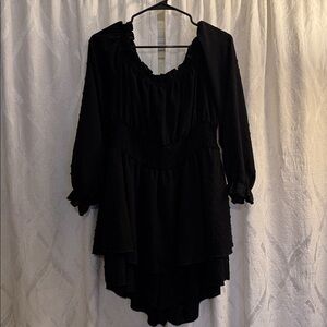 Elegant Black Peasant Blouse